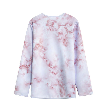 Rose Pink Marble Print Long Sleeve Short Coat