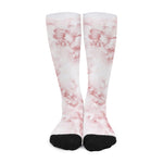 Rose Pink Marble Print Long Socks