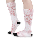 Rose Pink Marble Print Long Socks