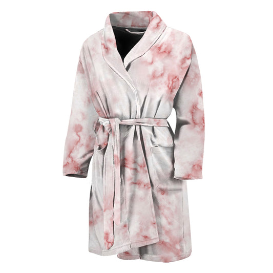 Rose Pink Marble Print Men's Bathrobe