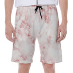 Rose Pink Marble Print Men's Beach Shorts