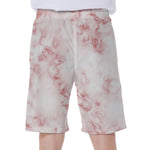 Rose Pink Marble Print Men's Beach Shorts