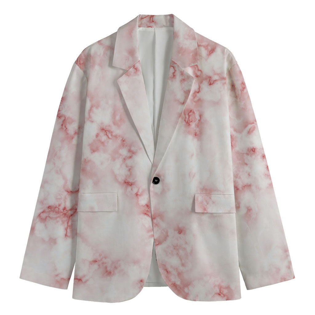 Rose Pink Marble Print Men's Blazer