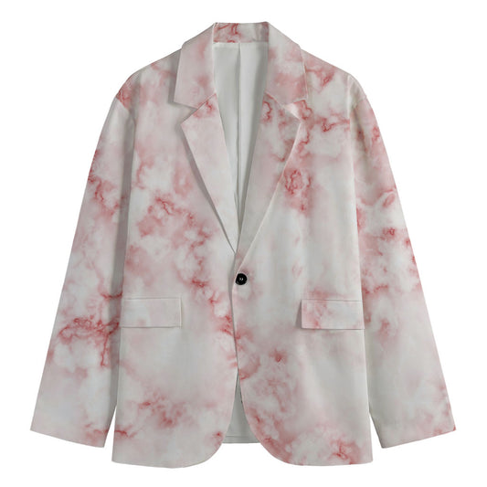 Rose Pink Marble Print Men's Blazer