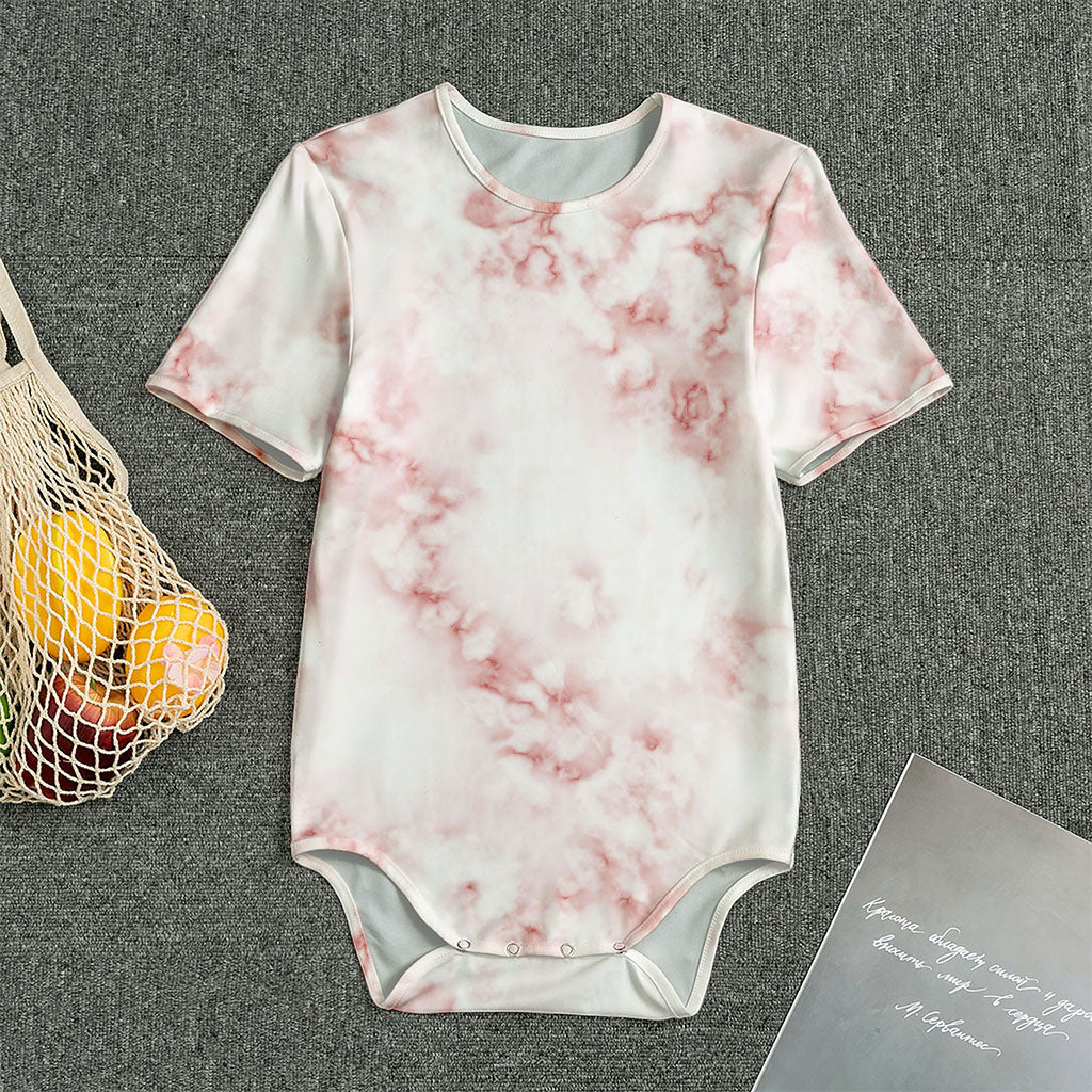 Rose Pink Marble Print Men's Bodysuit