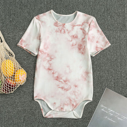 Rose Pink Marble Print Men's Bodysuit