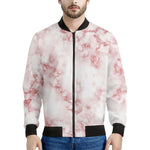 Rose Pink Marble Print Men's Bomber Jacket