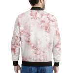 Rose Pink Marble Print Men's Bomber Jacket