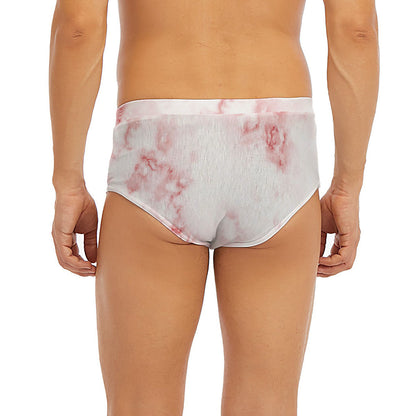 Rose Pink Marble Print Men's Briefs