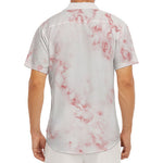 Rose Pink Marble Print Men's Deep V-Neck Shirt