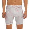 Rose Pink Marble Print Men's Long Boxer Briefs