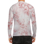 Rose Pink Marble Print Men's Long Sleeve Rash Guard