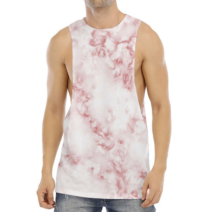 Rose Pink Marble Print Men's Muscle Tank Top
