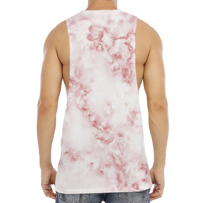 Rose Pink Marble Print Men's Muscle Tank Top