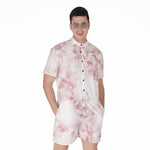 Rose Pink Marble Print Men's Rompers