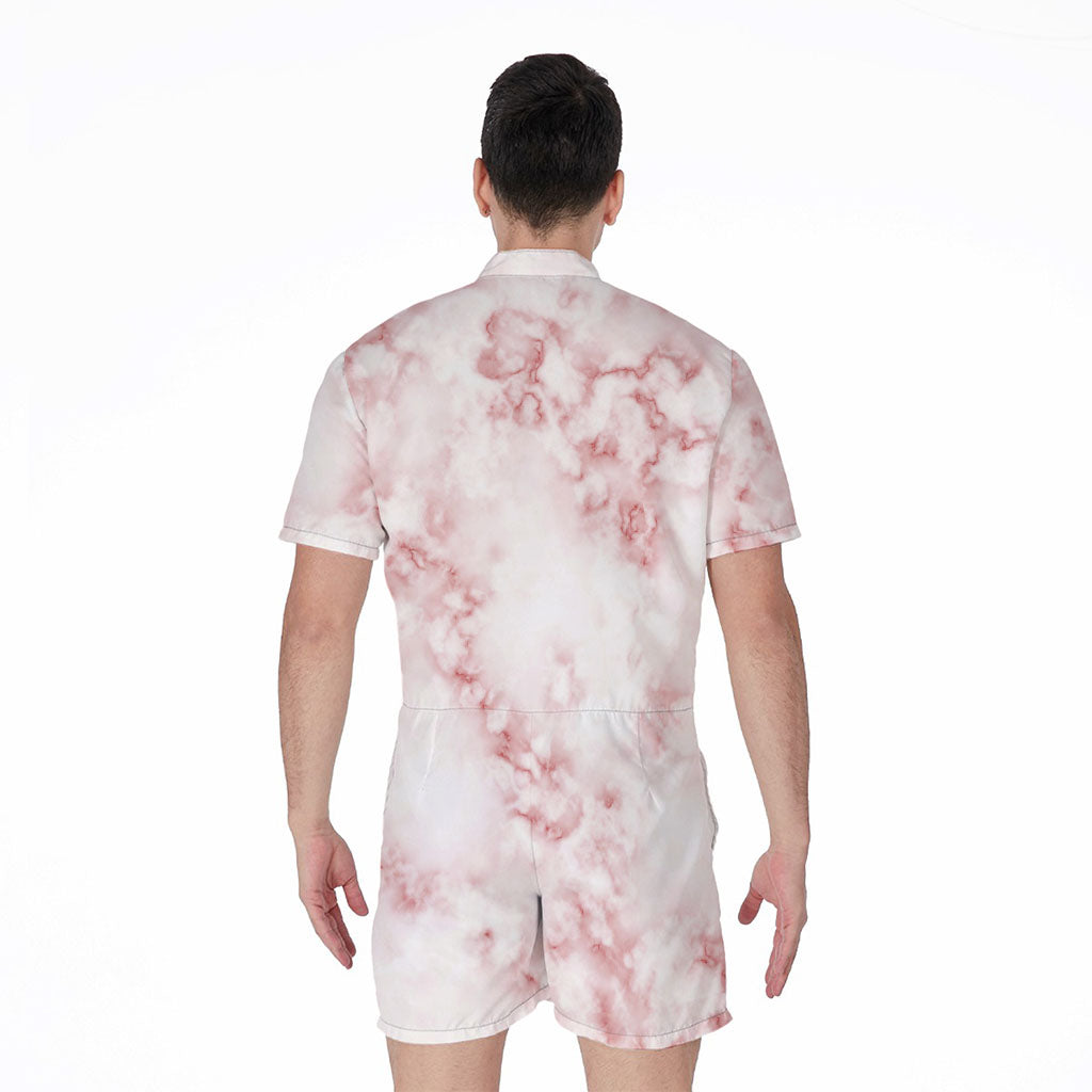 Rose Pink Marble Print Men's Rompers