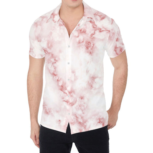Rose Pink Marble Print Men's Shirt