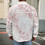 Rose Pink Marble Print Men's Shirt Jacket
