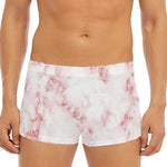 Rose Pink Marble Print Men's Short Boxer Briefs