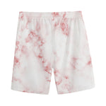 Rose Pink Marble Print Men's Sports Shorts
