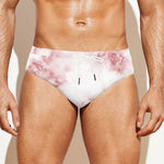 Rose Pink Marble Print Men's Swim Briefs