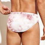 Rose Pink Marble Print Men's Swim Briefs
