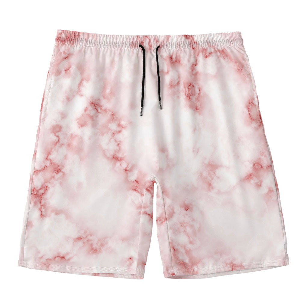 Rose Pink Marble Print Men's Swim Trunks