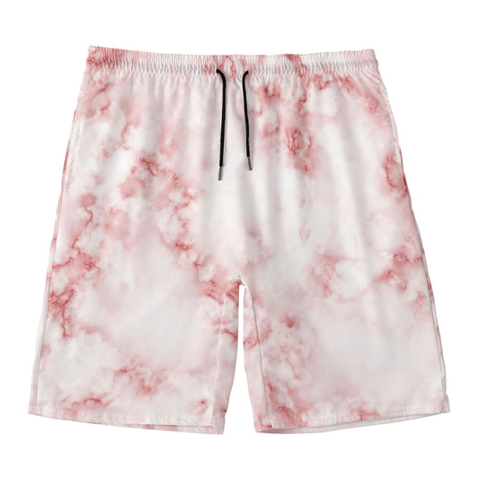 Rose Pink Marble Print Men's Swim Trunks