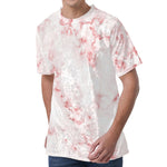 Rose Pink Marble Print Men's Velvet T-Shirt