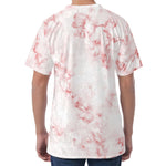 Rose Pink Marble Print Men's Velvet T-Shirt