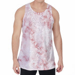 Rose Pink Marble Print Men's Velvet Tank Top