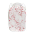 Rose Pink Marble Print Mesh Laundry Hamper