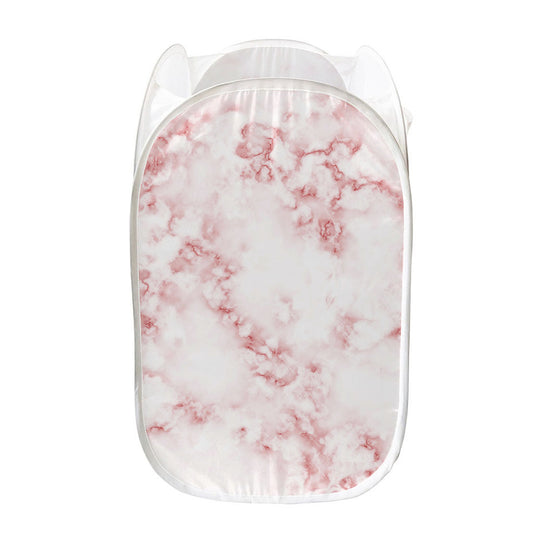 Rose Pink Marble Print Mesh Laundry Hamper