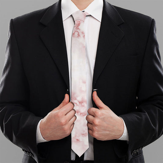 Rose Pink Marble Print Necktie