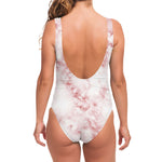 Rose Pink Marble Print One Piece Swimsuit