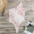 Rose Pink Marble Print One Shoulder Bodysuit