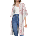 Rose Pink Marble Print Open Front Beach Cover Up