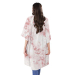 Rose Pink Marble Print Open Front Beach Cover Up