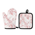 Rose Pink Marble Print Oven Mitt And Pot Holder Set
