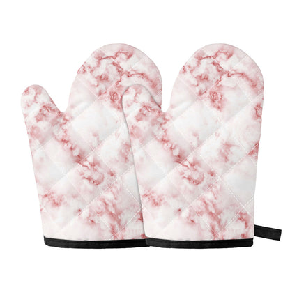 Rose Pink Marble Print Oven Mitts