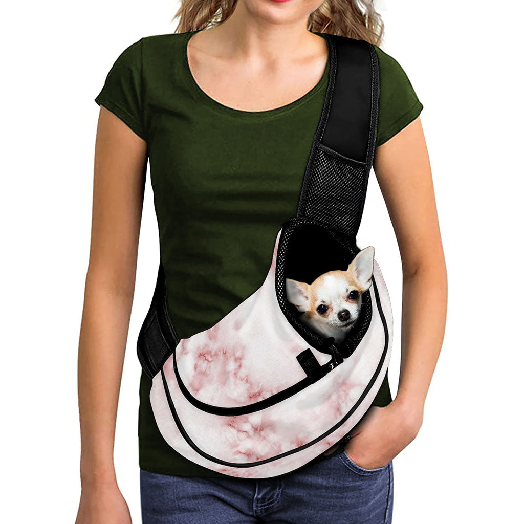 Rose Pink Marble Print Pet Sling Carrier