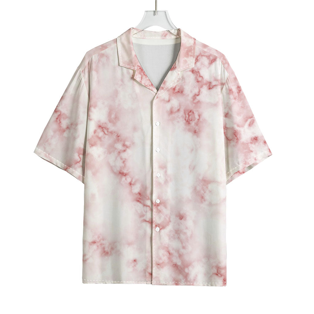 Rose Pink Marble Print Rayon Hawaiian Shirt