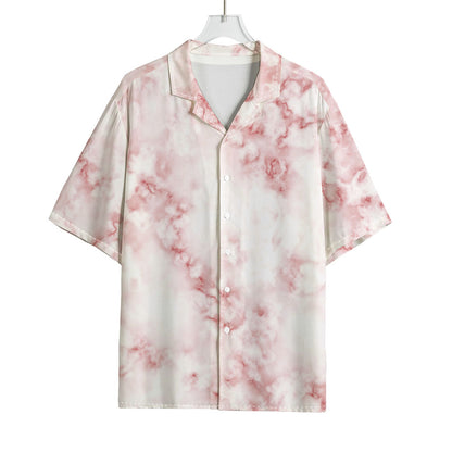 Rose Pink Marble Print Rayon Hawaiian Shirt