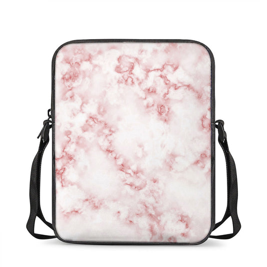 Rose Pink Marble Print Rectangular Crossbody Bag
