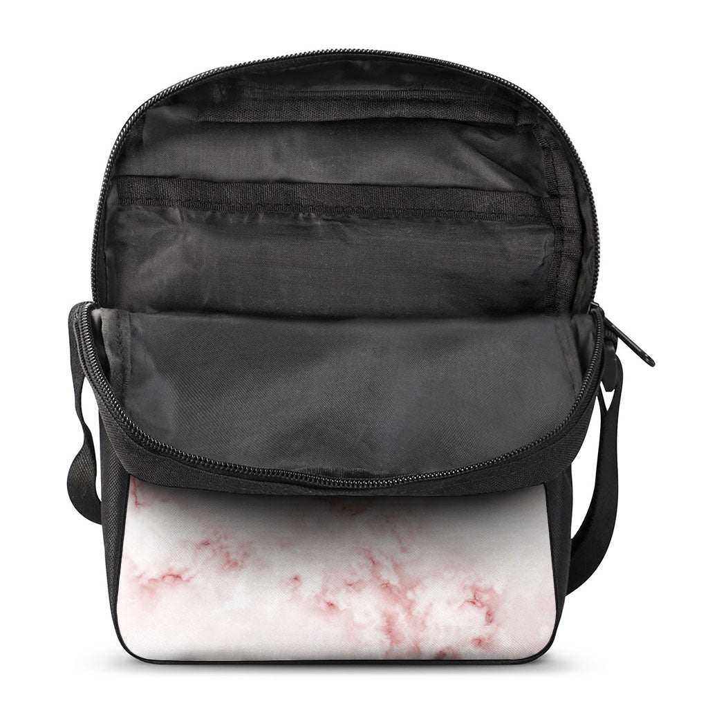 Rose Pink Marble Print Rectangular Crossbody Bag