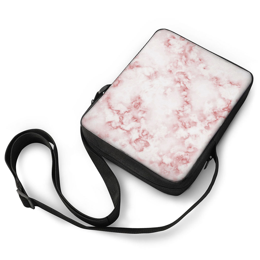 Rose Pink Marble Print Rectangular Crossbody Bag
