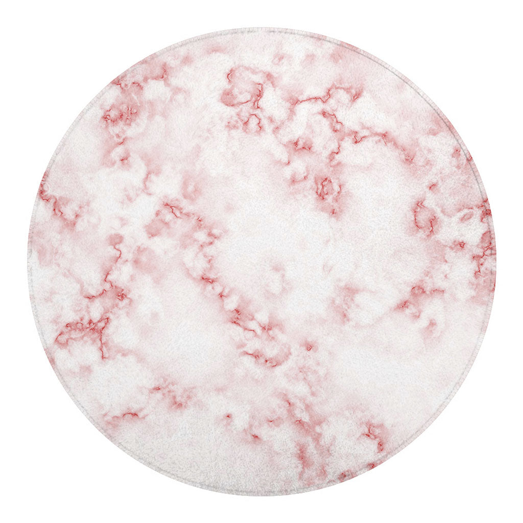 Rose Pink Marble Print Round Blanket