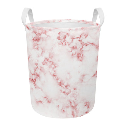 Rose Pink Marble Print Round Laundry Basket