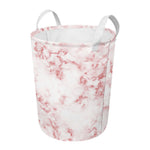 Rose Pink Marble Print Round Laundry Basket