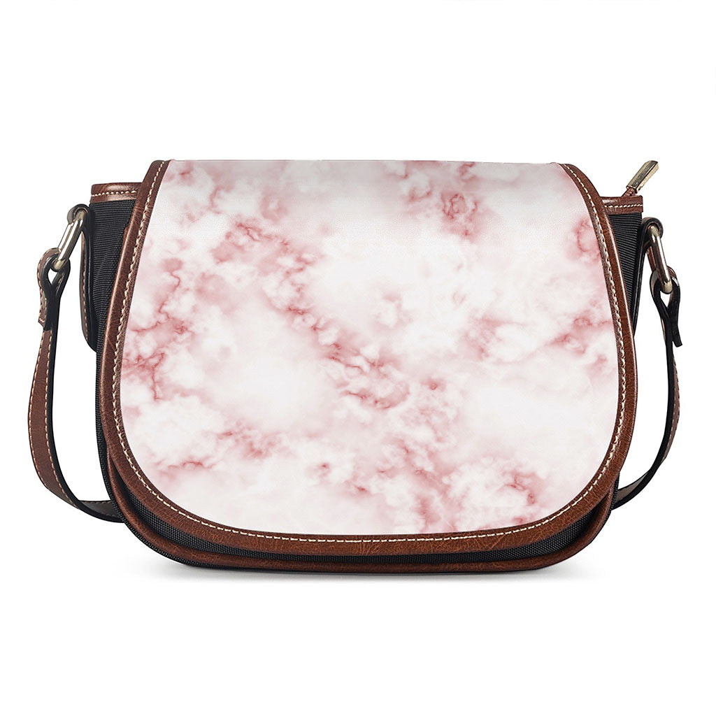 Rose Pink Marble Print Saddle Bag